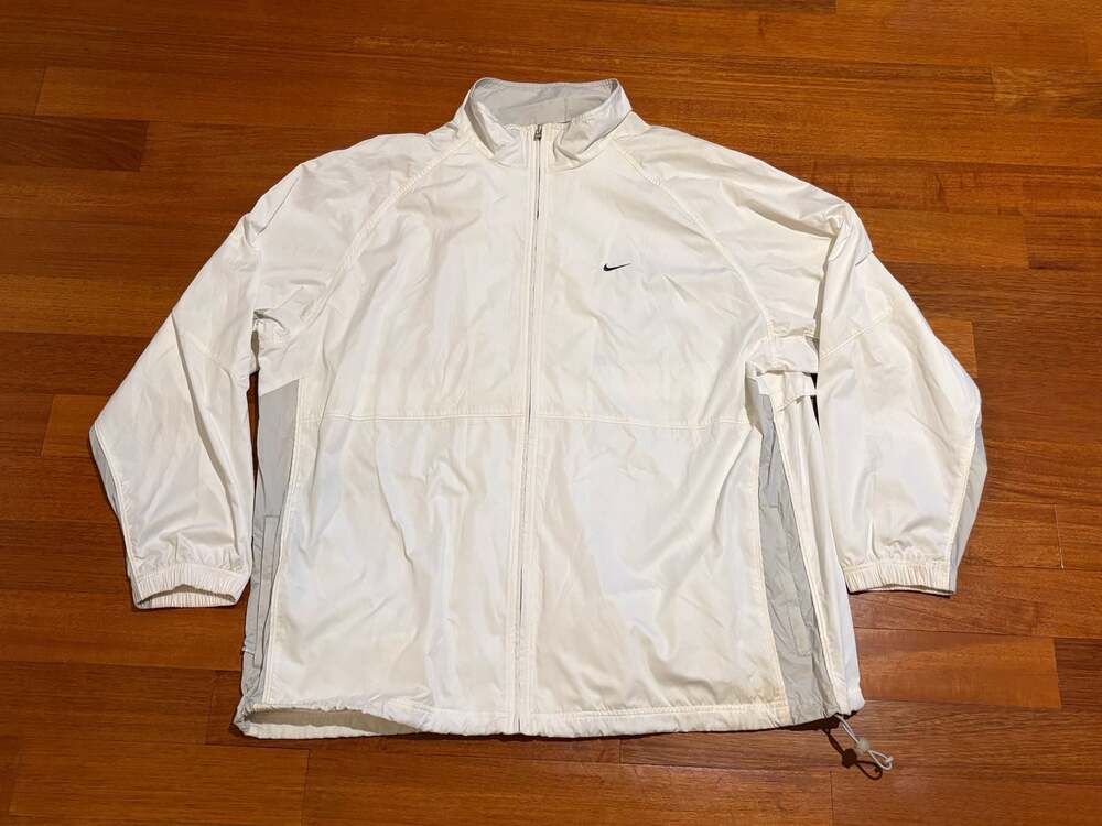 Vintage Nike White Full Zip Windbreaker Jacket with Back Logo XXL